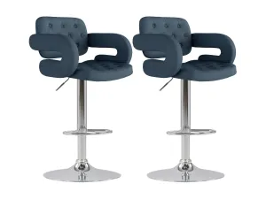 Dark Blue Bar Stools with Arms, Set of 2