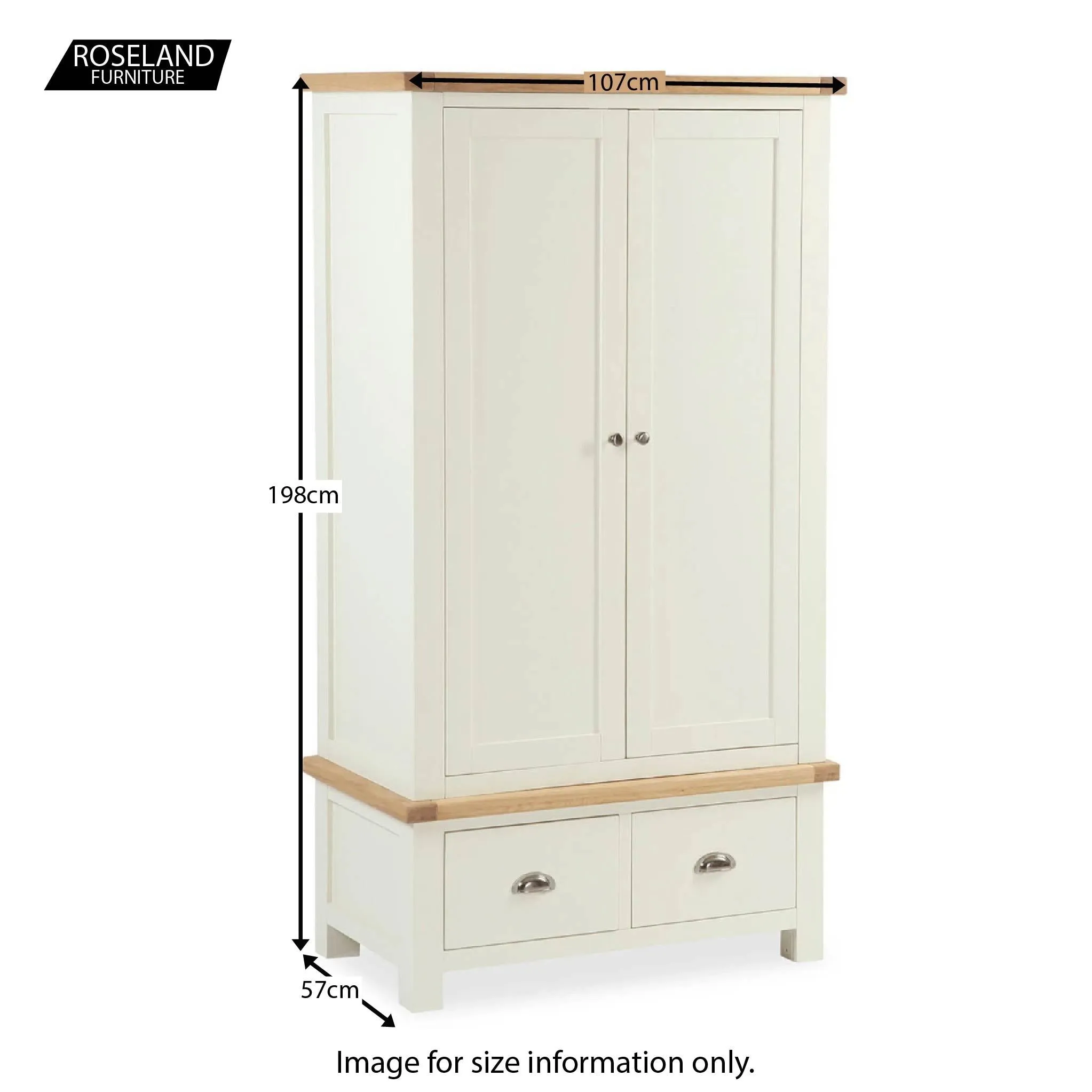 Daymer Cream Double Wardrobe with Drawers