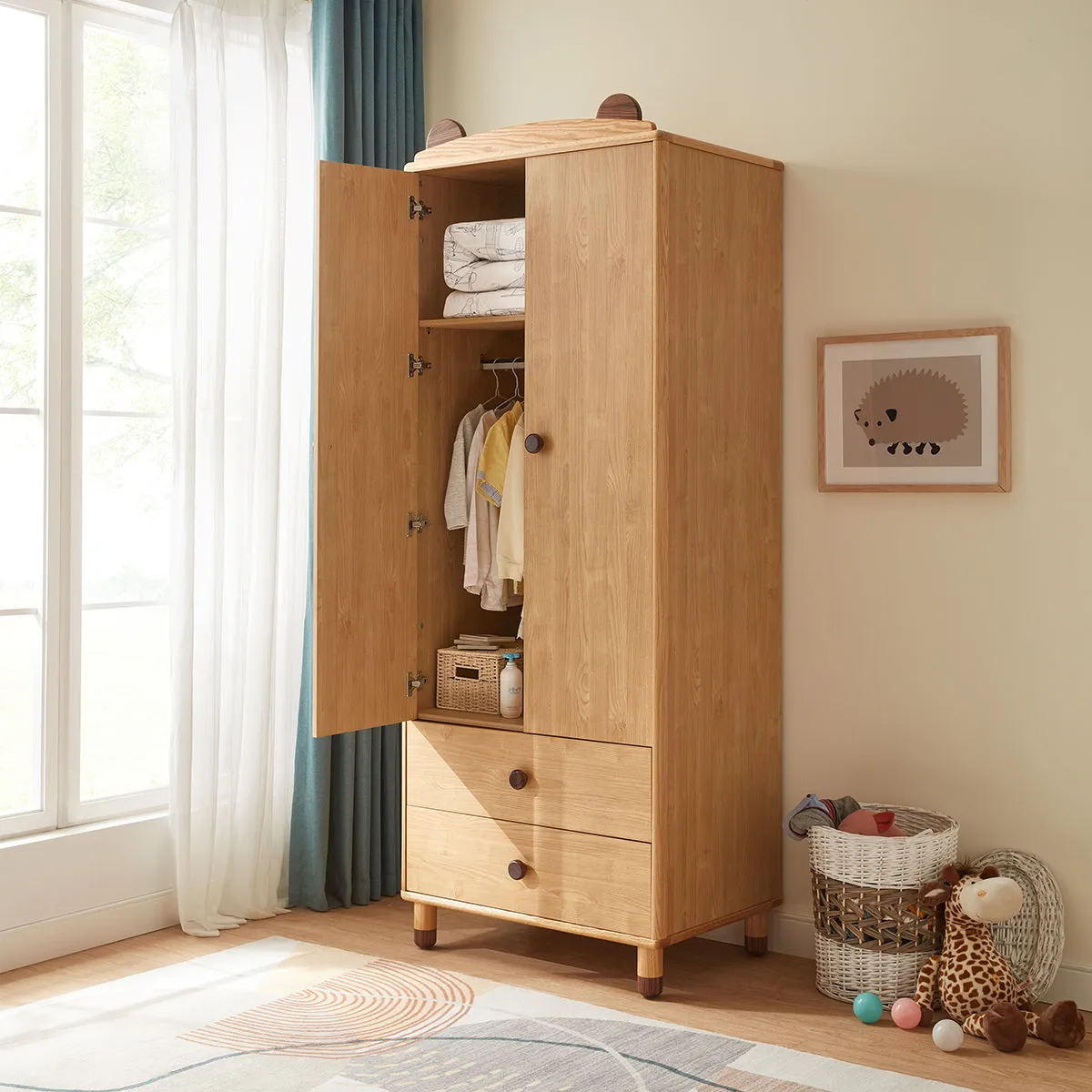 Dear Bear Kids Oak Wardrobe