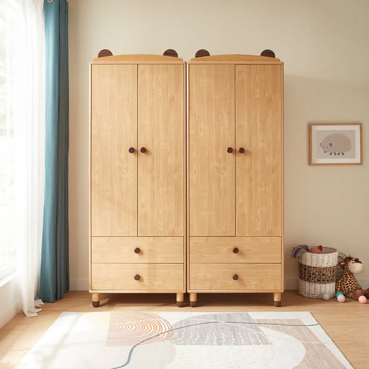 Dear Bear Kids Oak Wardrobe