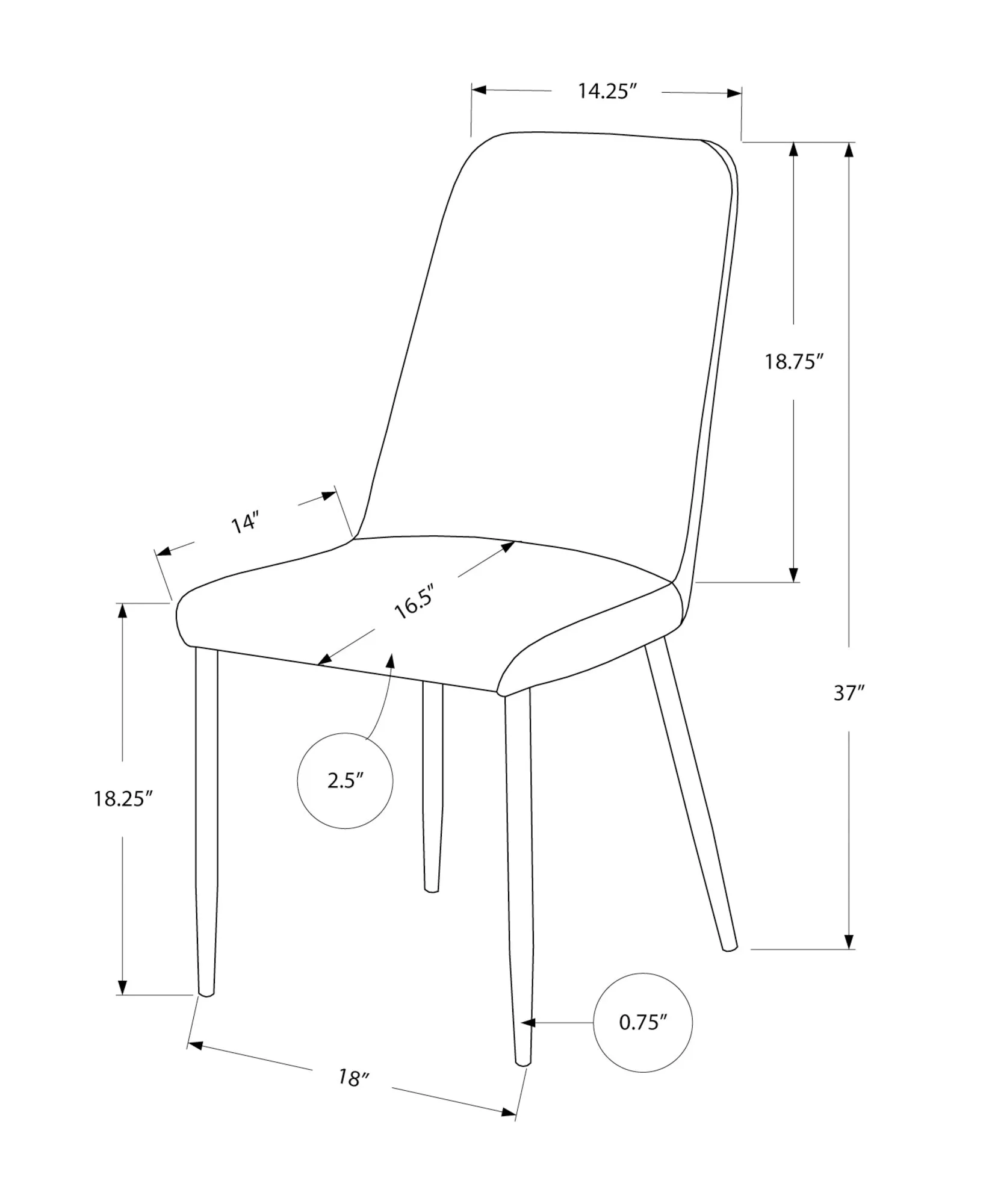 Dining Chair, Set Of 2, Side, Upholstered, Kitchen, Dining Room, Grey Leather Look, Chrome Metal, Contemporary, Modern