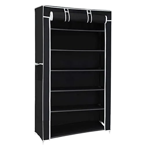 Ebee Collapsible Shoe Rack (Black, 6 Shelves)