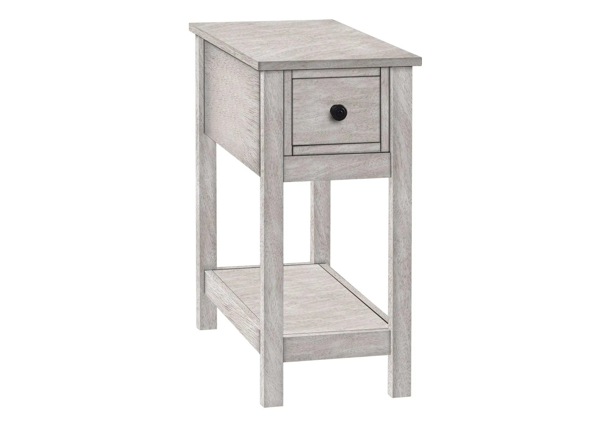 EleganceEnd: 2-Tier Grey Veneer Side Table with Storage Drawer – Perfect for Bedroom & Living Spaces