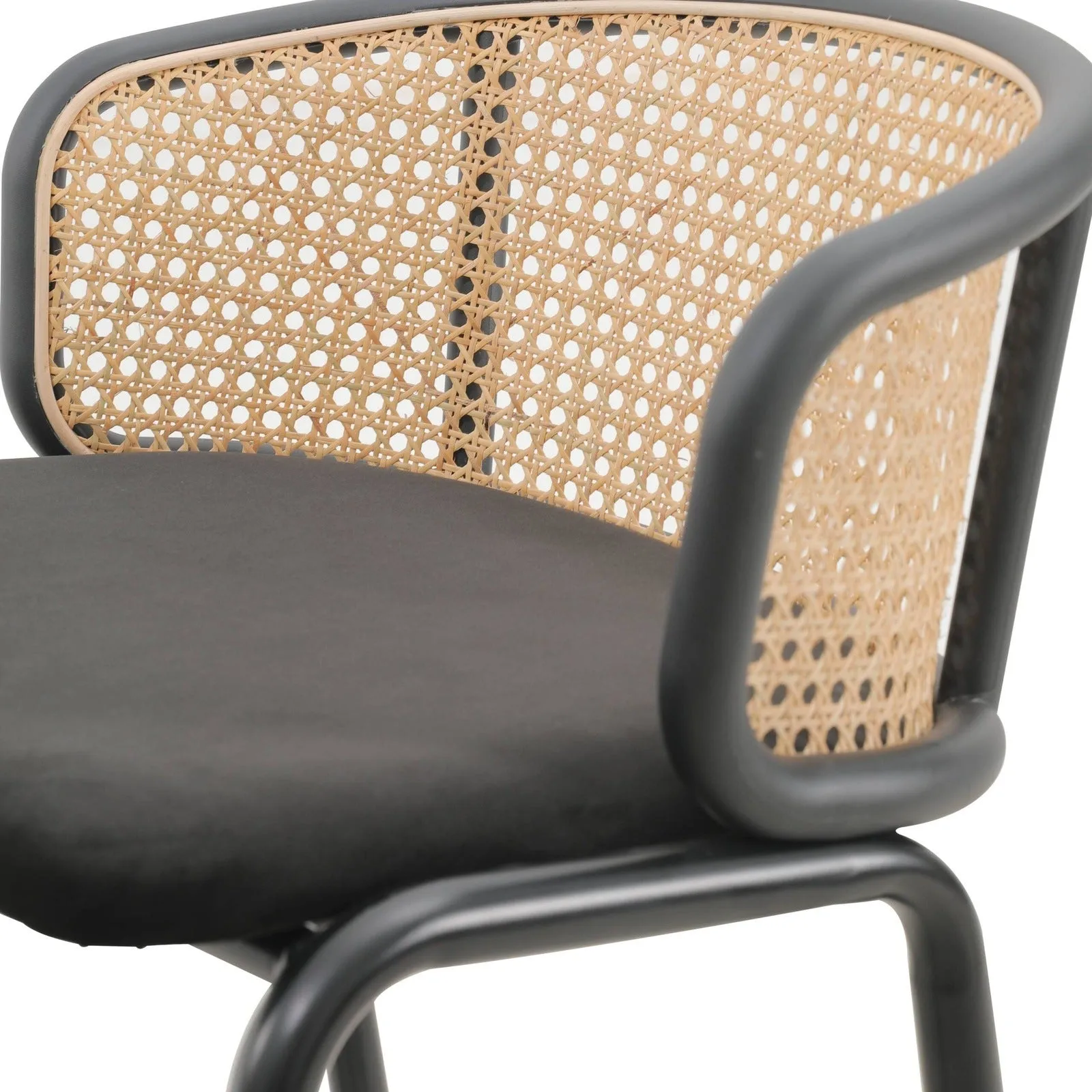 Ervilla Modern Wicker Bar Stool with Fabric Seat and Black Powder Coated Steel Frame, Set of 2