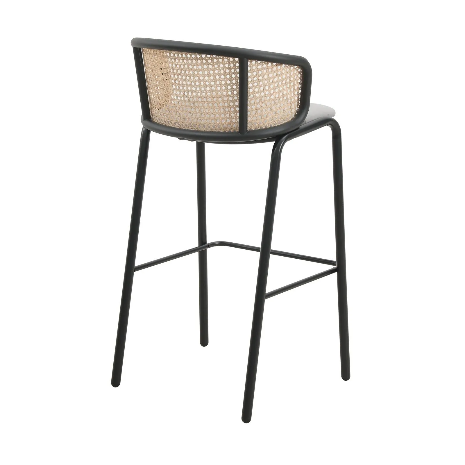 Ervilla Modern Wicker Bar Stool with Fabric Seat and Black Powder Coated Steel Frame, Set of 2