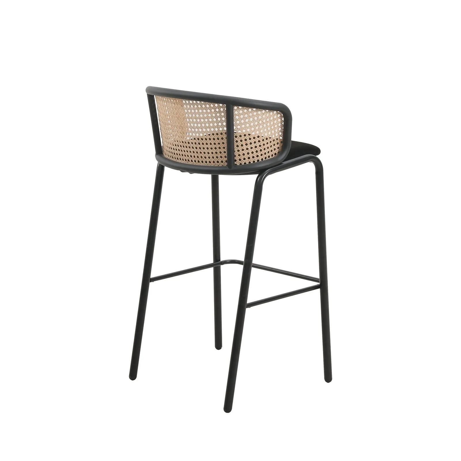 Ervilla Modern Wicker Bar Stool with Fabric Seat and Black Powder Coated Steel Frame, Set of 2