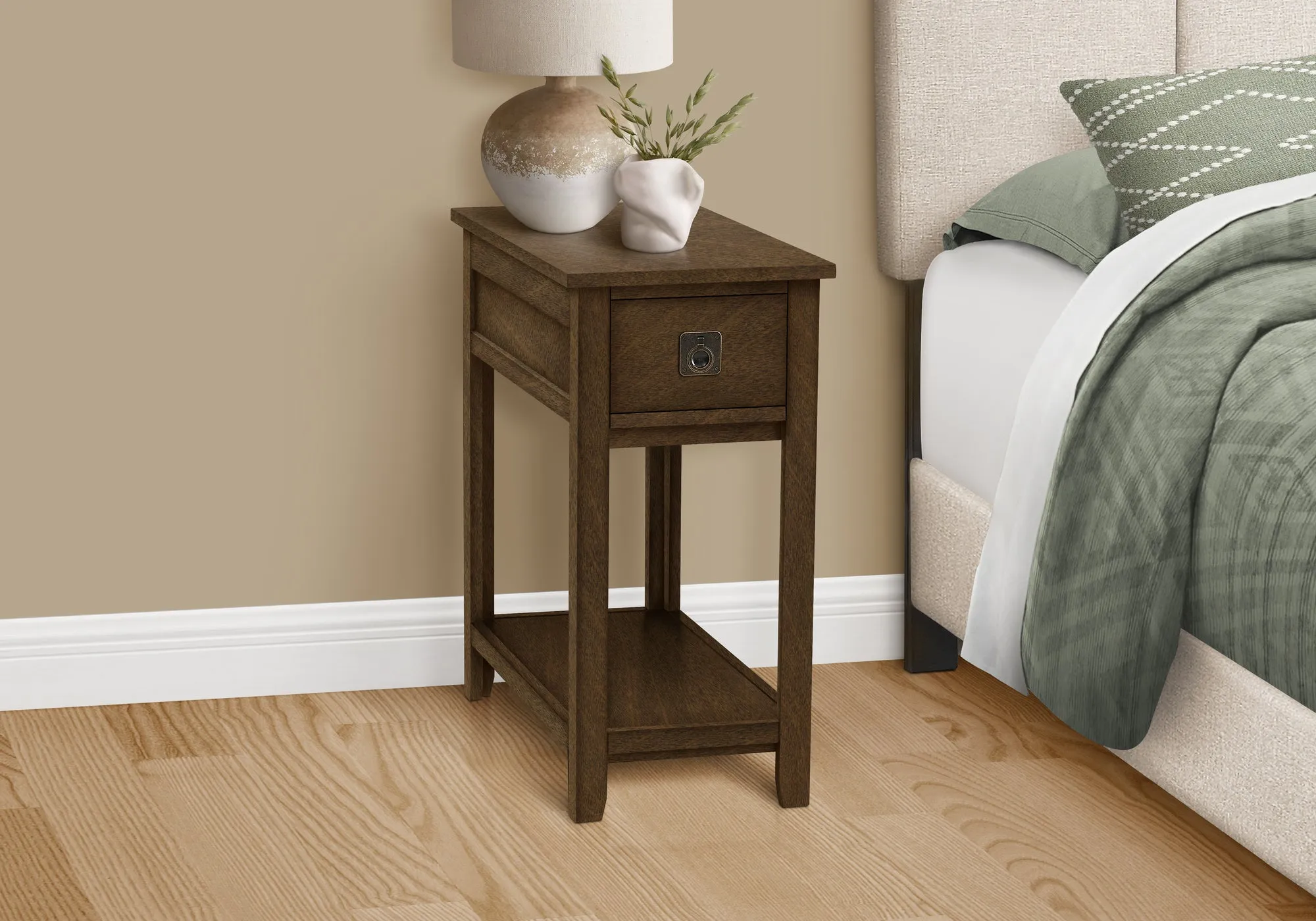 Espresso Accent Table with Drawer & Shelf