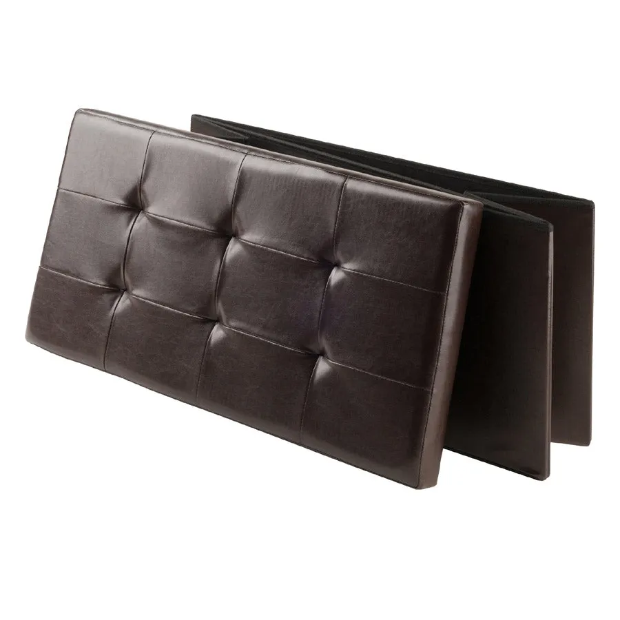 Faux Leather Ottoman Storage Bench - Espresso