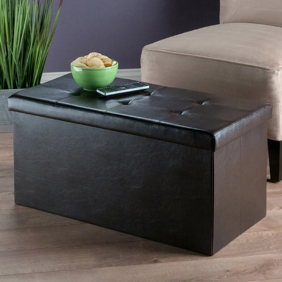 Faux Leather Ottoman Storage Bench - Espresso