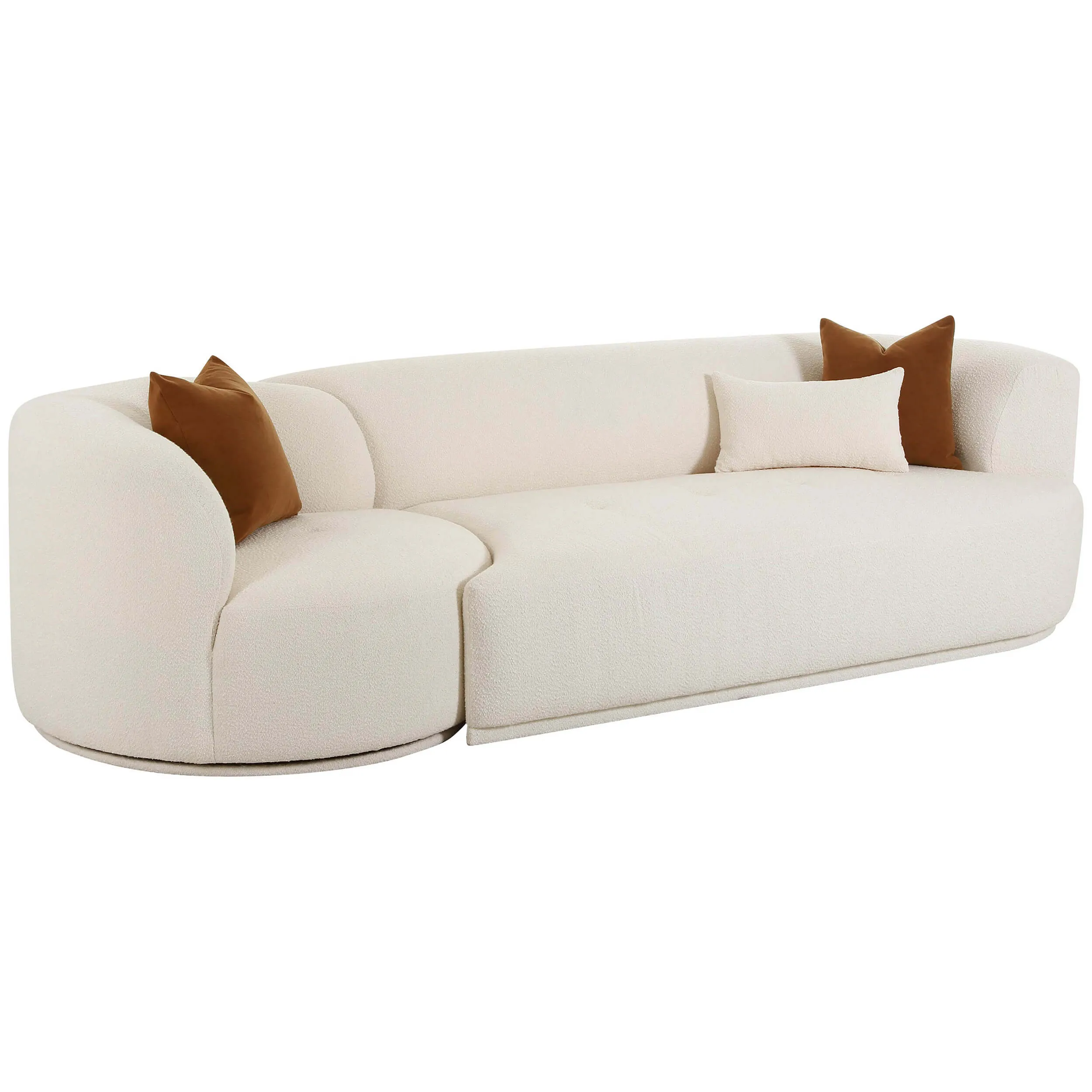 Fickle Boucle 2 Piece Modular RAF Sofa, Cream