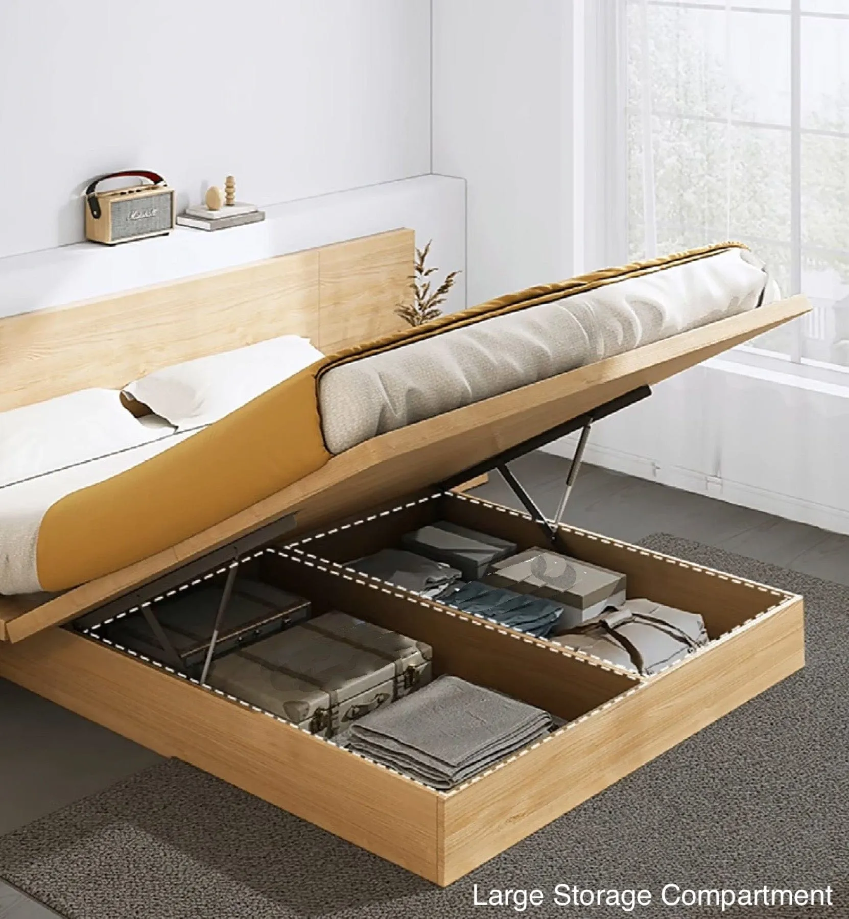 Franco Wooden Storage Bed Frame with LED Lighting