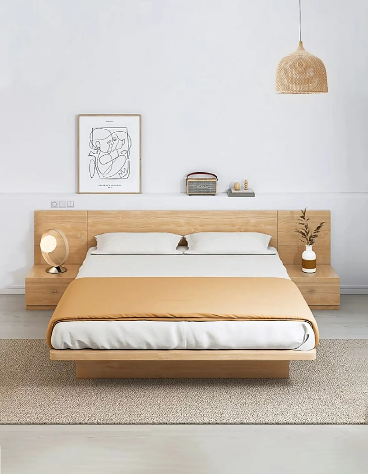 Franco Wooden Storage Bed Frame with LED Lighting