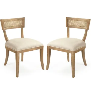 French Cane Curved Back Side Chairs - Pair