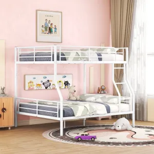 Full XL Over Queen Metal Bunk Bed, White