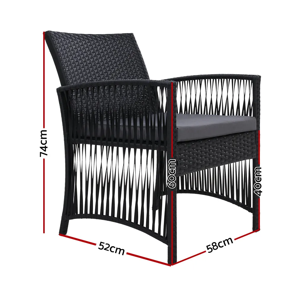 Gardeon 2PC Outdoor Dining Chairs Patio Furniture Wicker Lounge Chair Garden