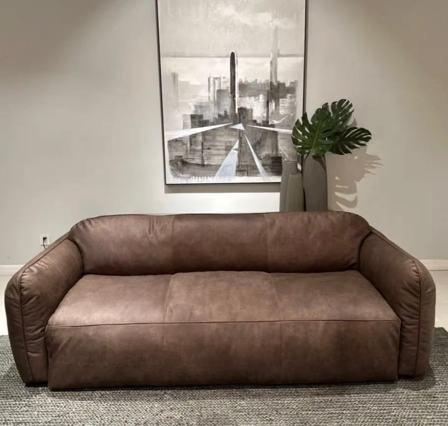 George Foldable Leather Sofa Bed with Mattress