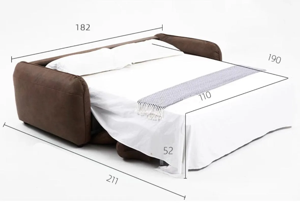 George Foldable Leather Sofa Bed with Mattress