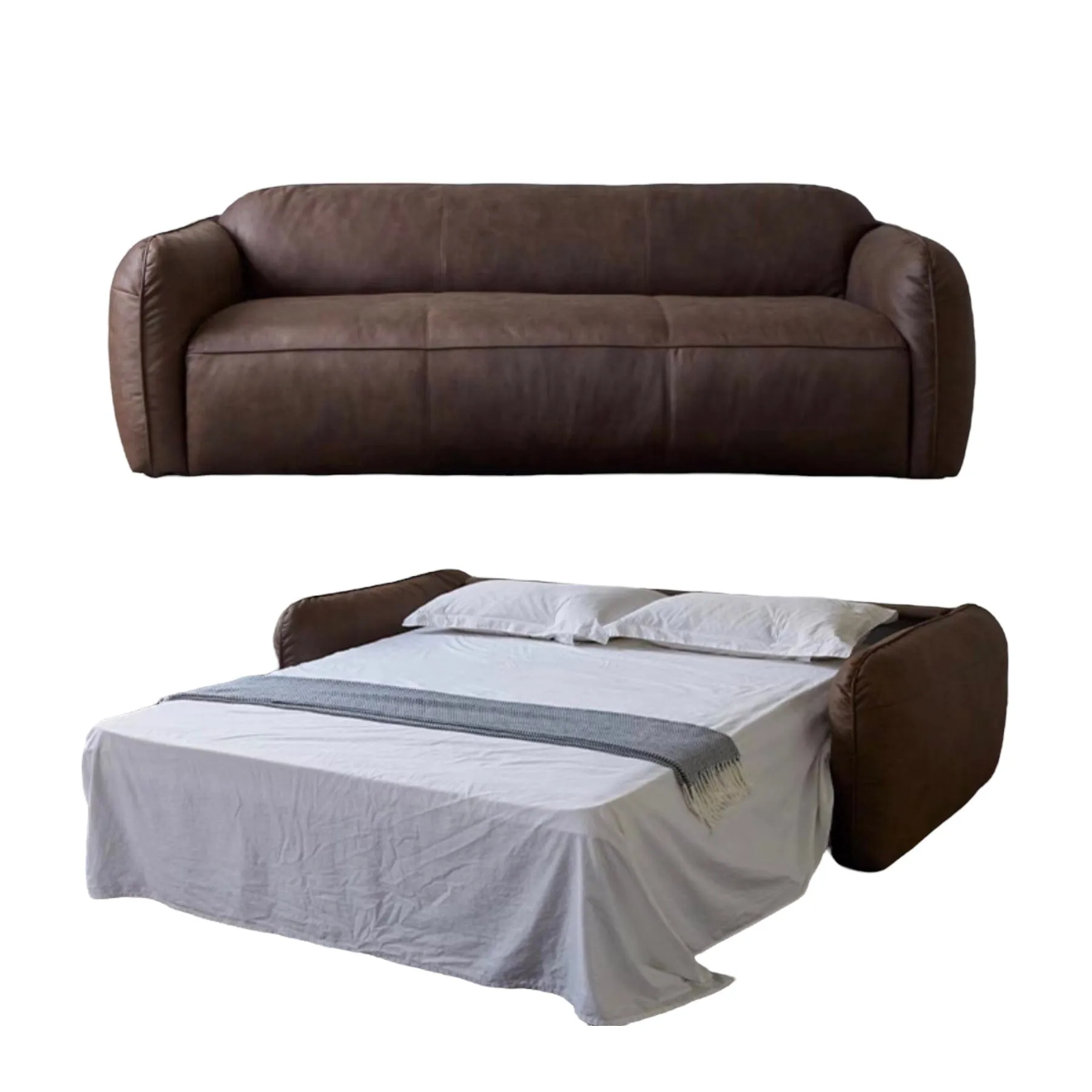 George Foldable Leather Sofa Bed with Mattress