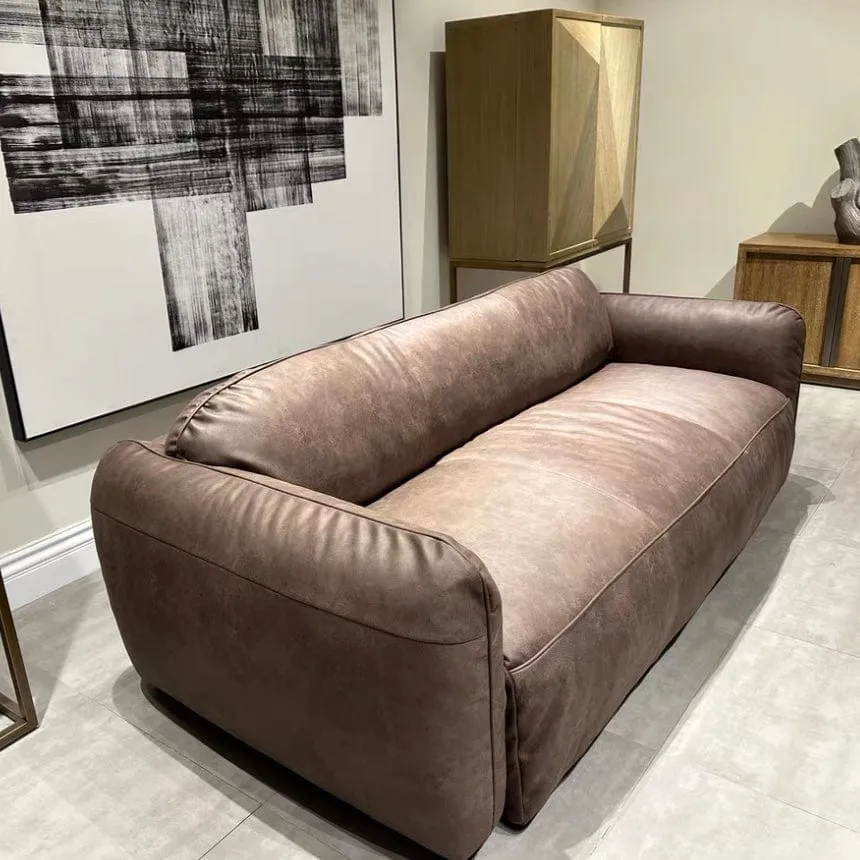 George Foldable Leather Sofa Bed with Mattress