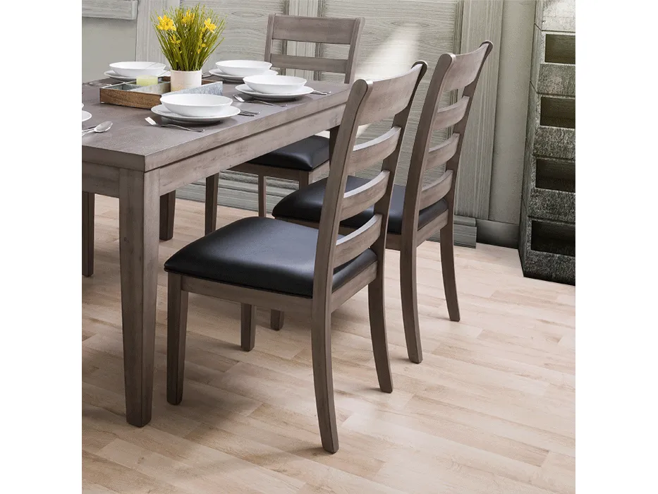 Grey Wood Dining Chairs, Set of 2