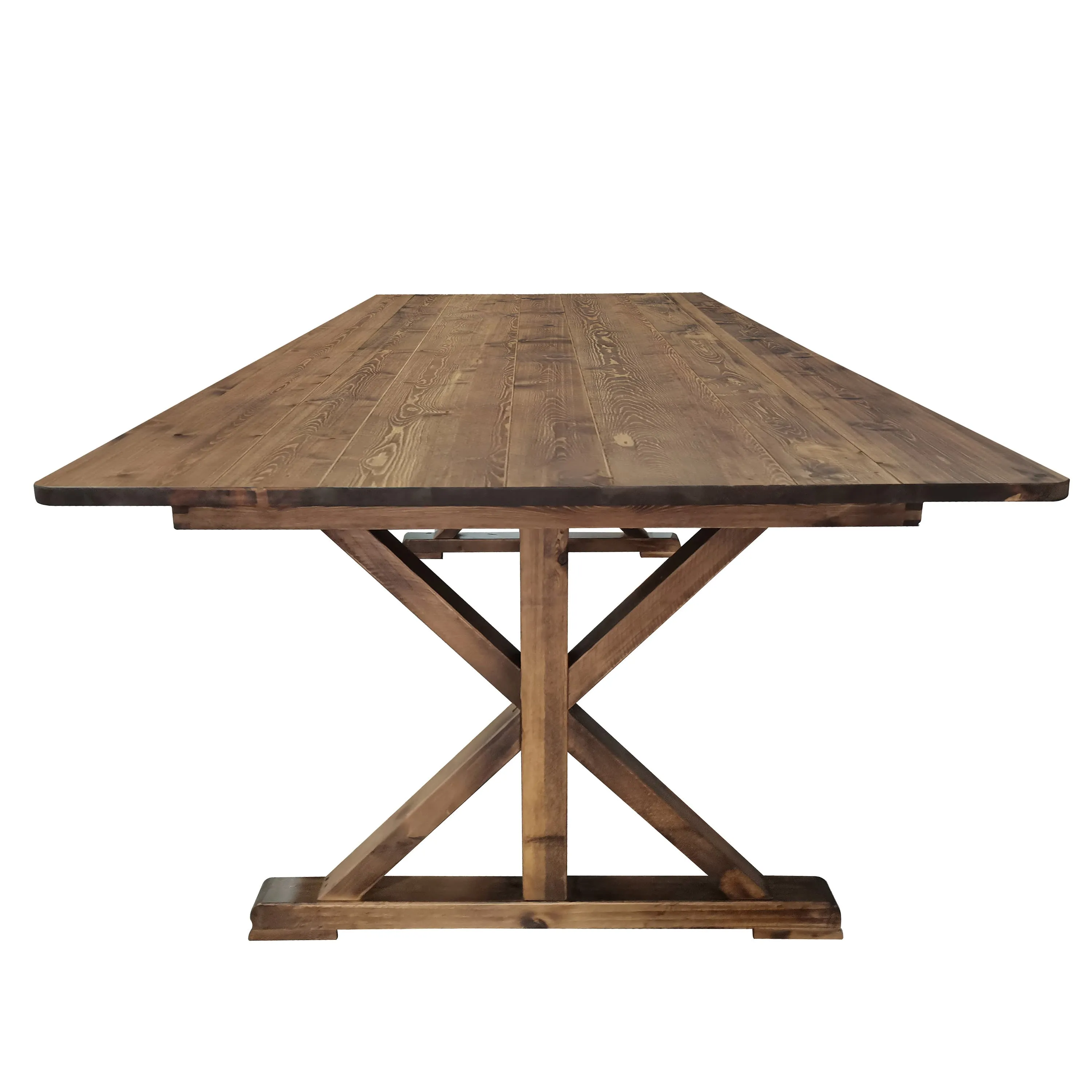 HERCULES 8' x 40" Rectangular Solid Pine Folding Farm Table with X Legs