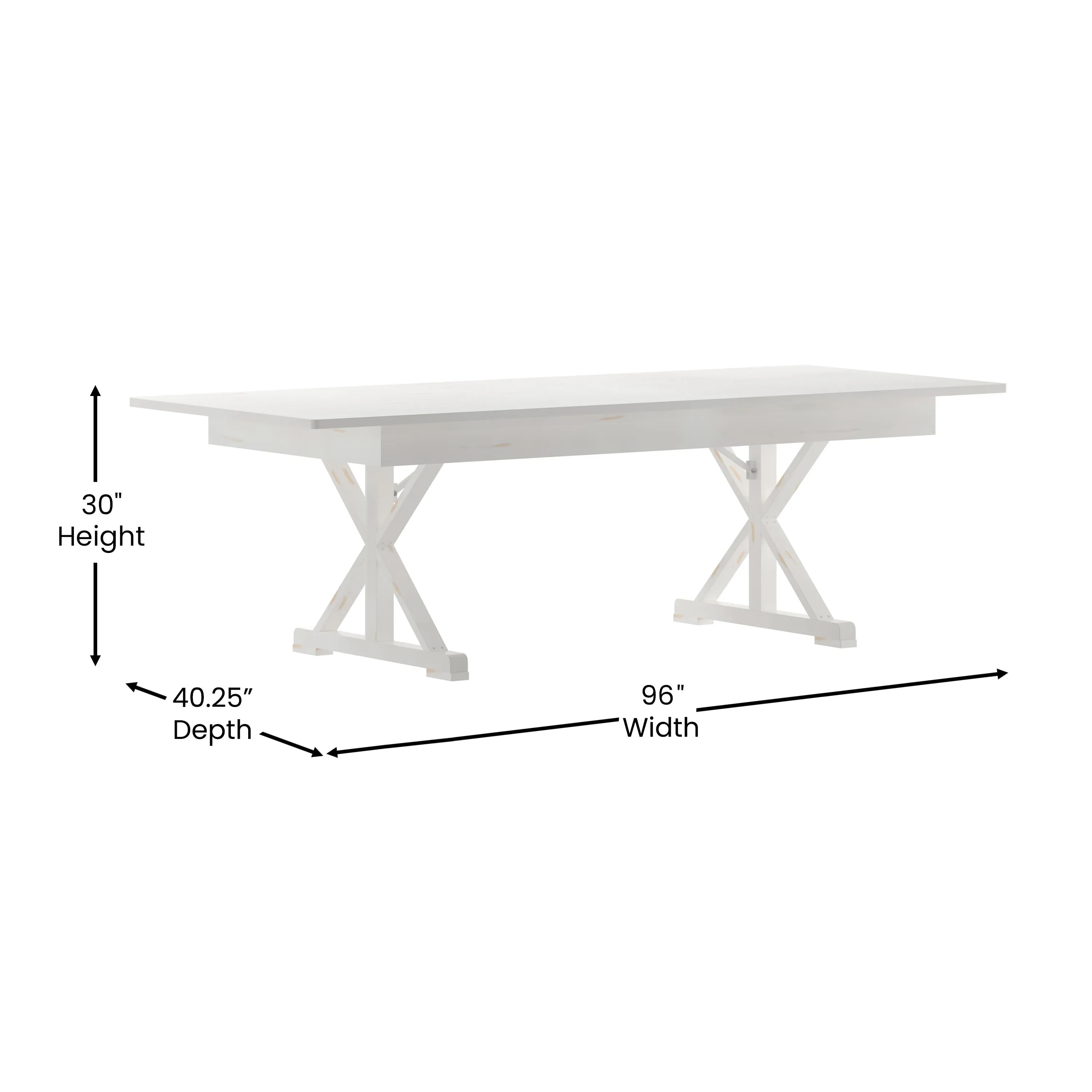 HERCULES 8' x 40" Rectangular Solid Pine Folding Farm Table with X Legs