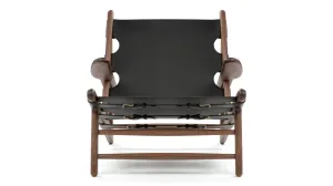 Hunting - Hunting Chair, Deep Black Vegan Leather and Walnut