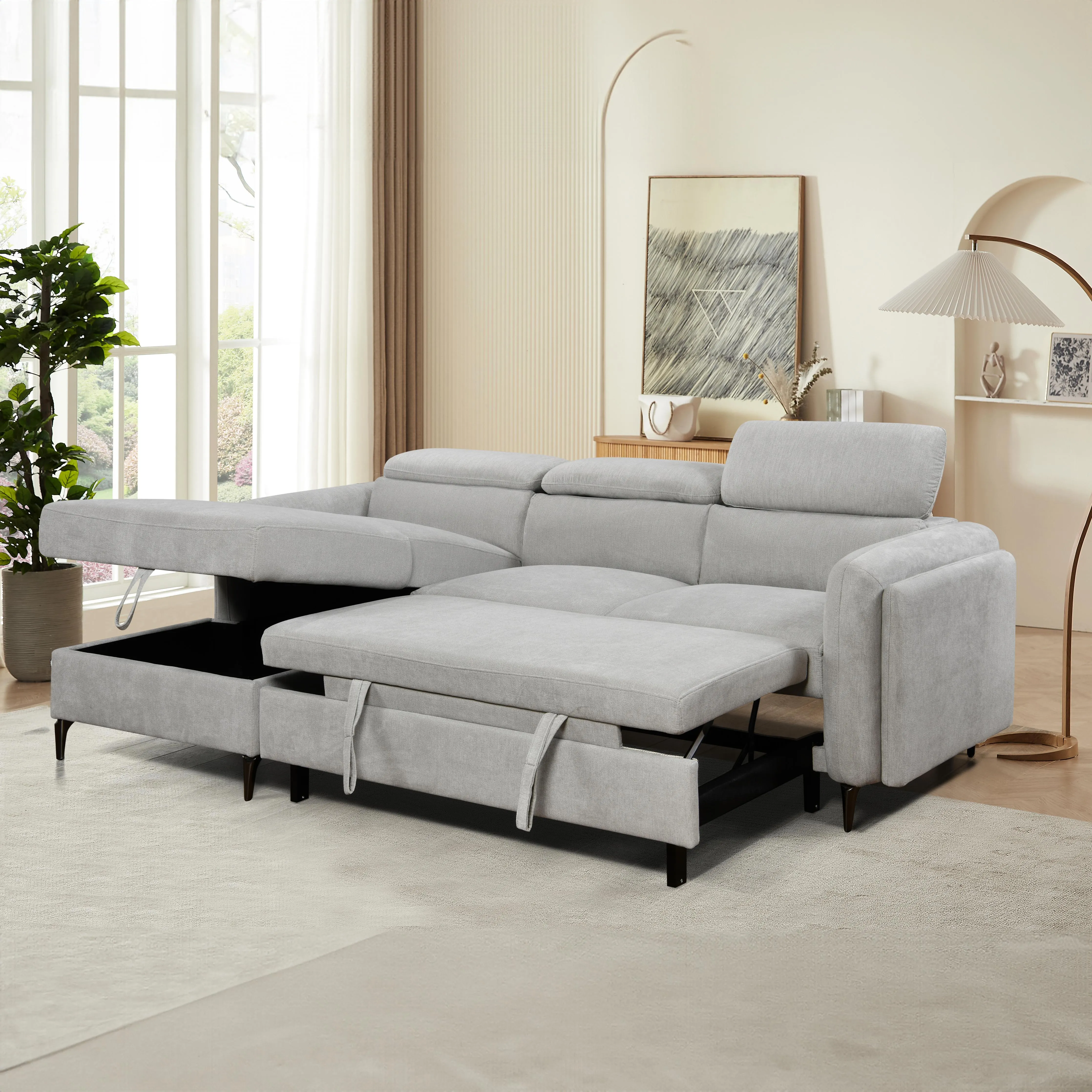 JAKE Velvet Sectional Sofa Bed