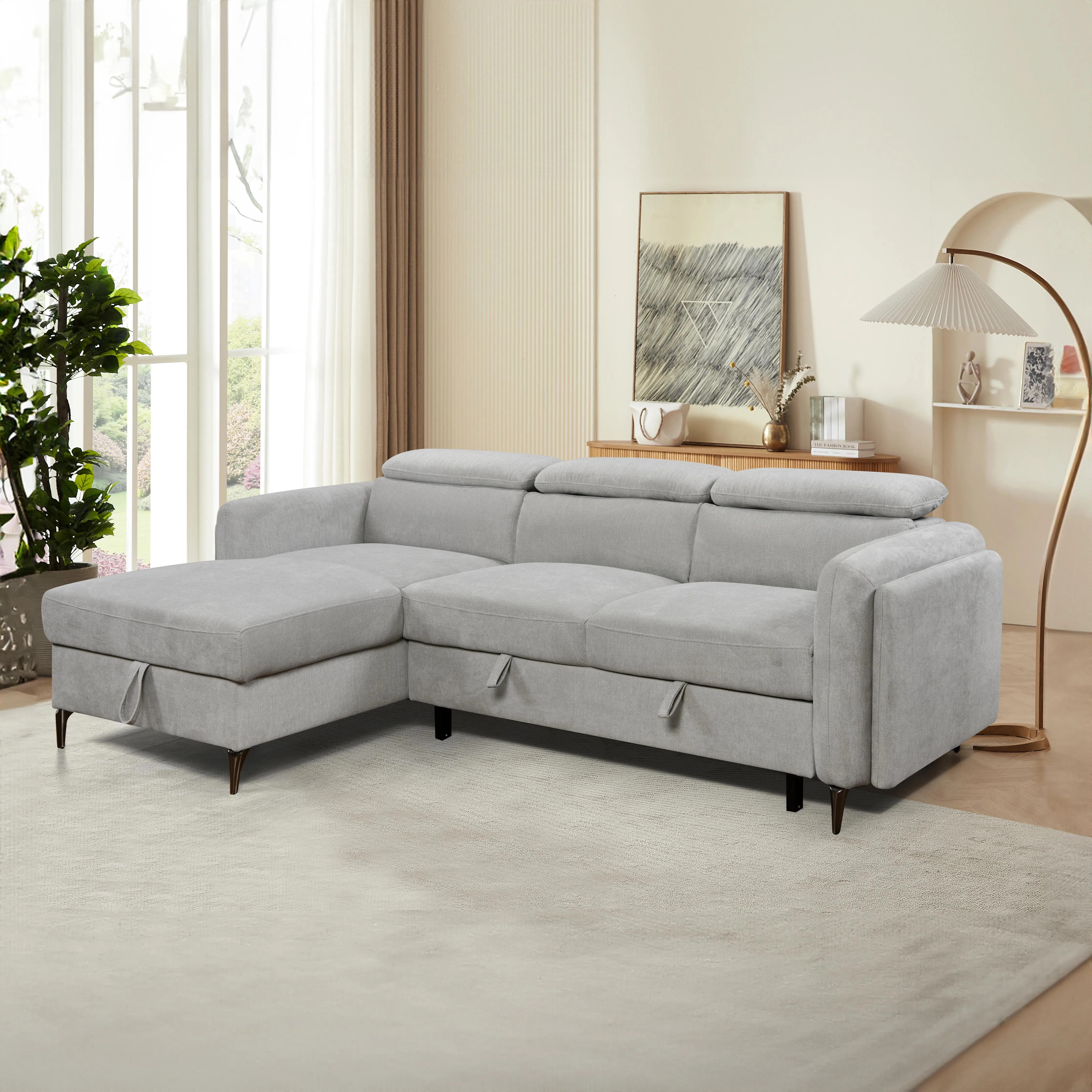 JAKE Velvet Sectional Sofa Bed