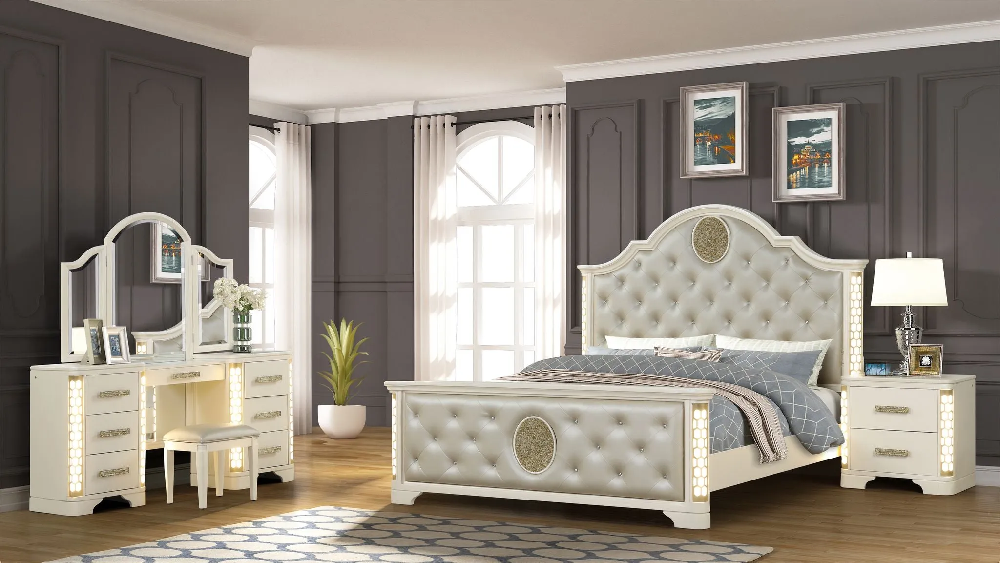 Jasmine 5 Pc Bedroom Set - Classic Bedroom Style