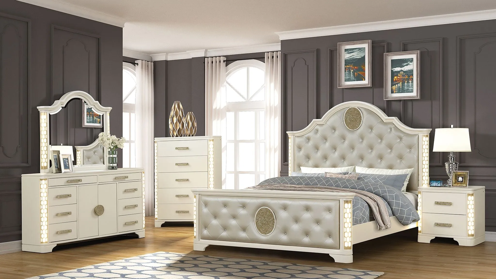 Jasmine 5 Pc Bedroom Set - Classic Bedroom Style