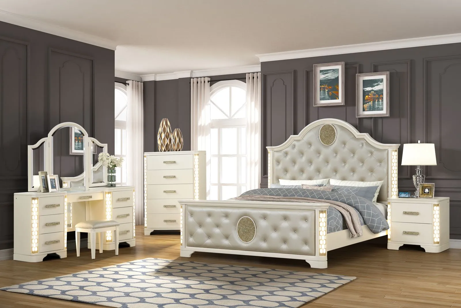 Jasmine 5 Pc Bedroom Set - Classic Bedroom Style