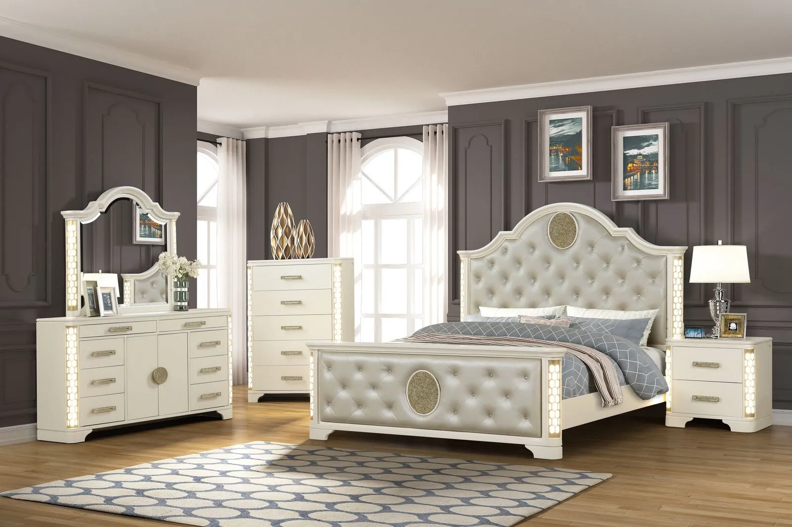 Jasmine 5 Pc Bedroom Set - Classic Bedroom Style