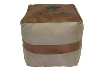 Kodama Genuine Leather and Cotton Pouffe/Footstool