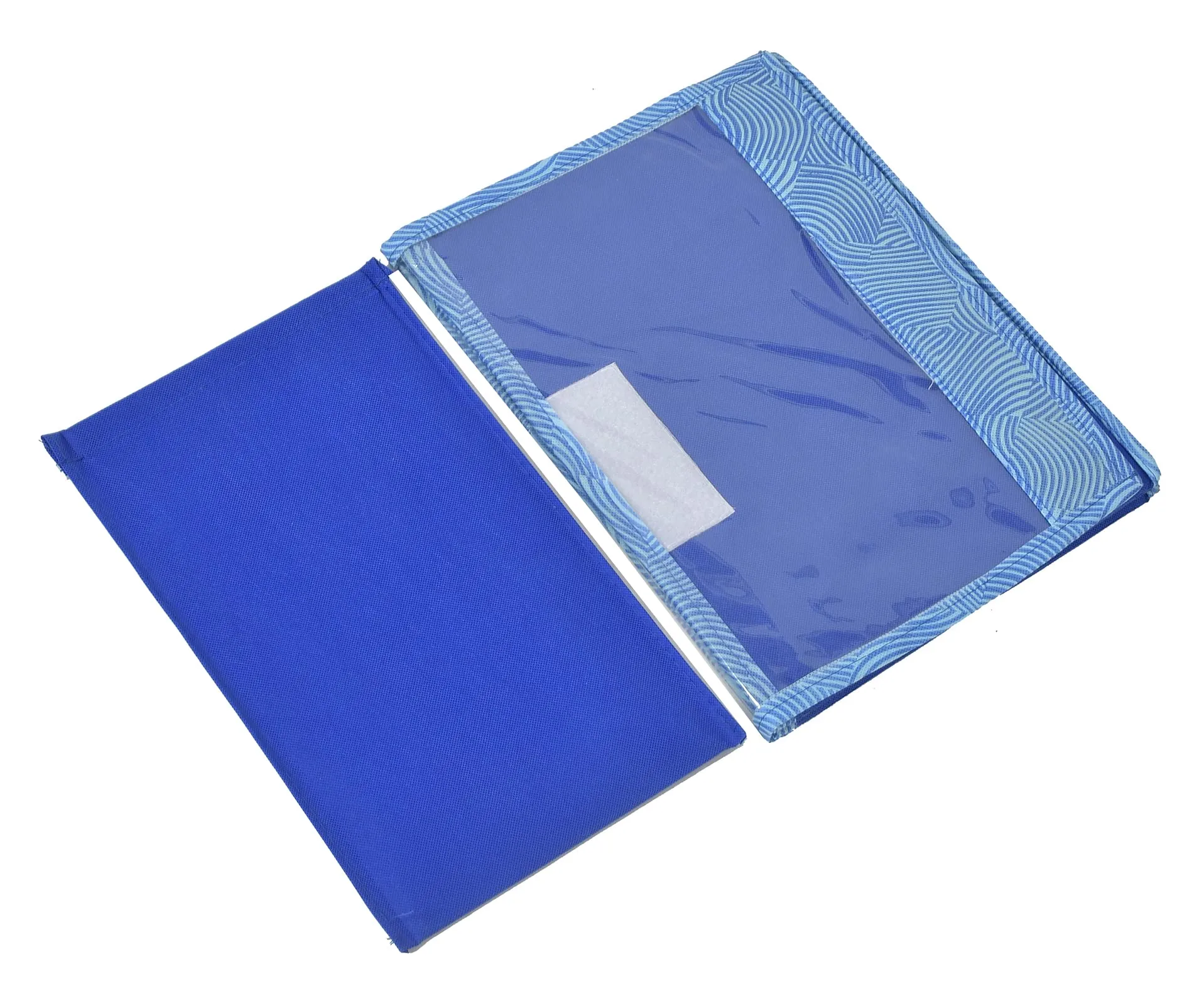 Kuber Industries Lehariya Printed Foldable Large Non-Woven Storage Box/Bin For Books, Towels, Magazines, DVDs & More With Tranasparent Lid (Blue) -44KM0462