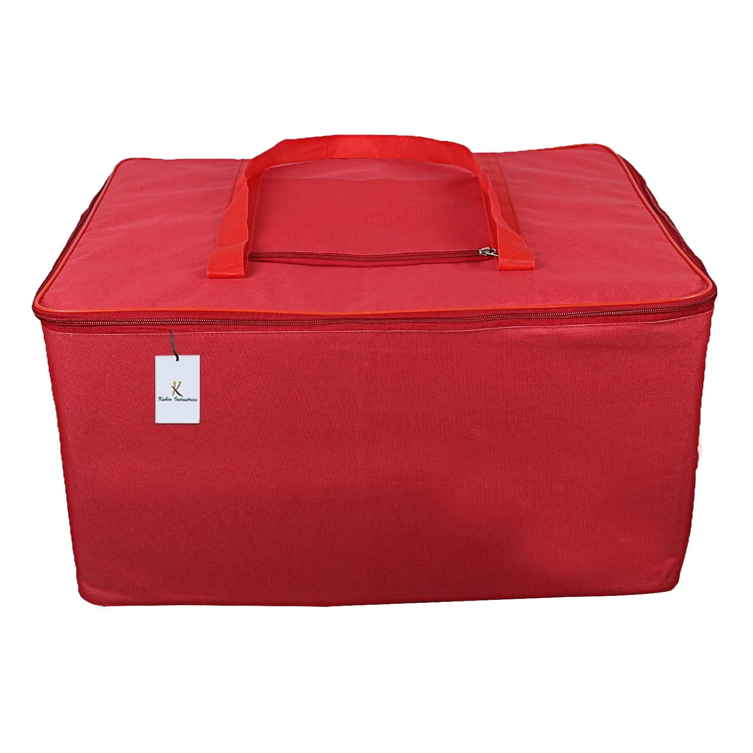 Kuber Industries Rexine 3 Pcs Jumbo Underbed Moisture Proof Storage Bag with Zipper Closure and Handle (Red) -CTKTC6324