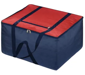 Kuber Industries Small Size Lightweight Foldable Rexine Jumbo Underbed Storage Bag With Zipper And Handle (Red & Royal Blue)