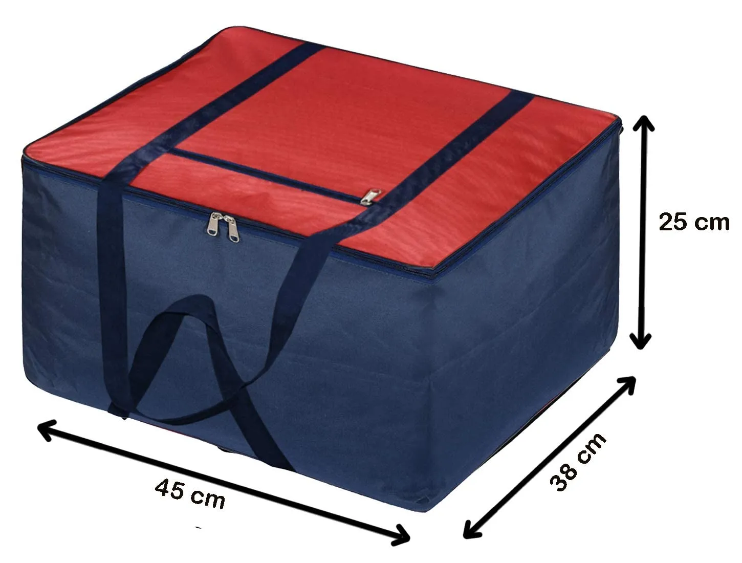 Kuber Industries Small Size Lightweight Foldable Rexine Jumbo Underbed Storage Bag With Zipper And Handle (Red & Royal Blue)