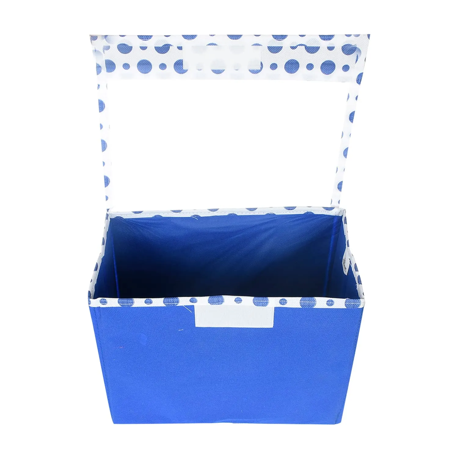 Kuber Industries Storage Box|Non-Woven Dot Print Foldable Storage Box|Large Wardrobe Organizer for Toys|Cloths with Transparent Lid & Handle|Pack of 2 (Blue)