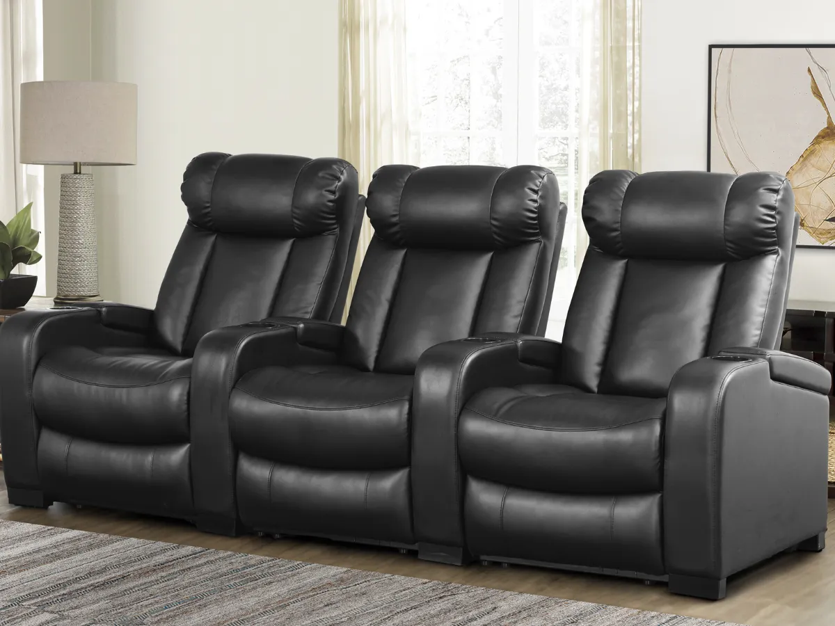 Larson Leather Power Reclining Theatre Set