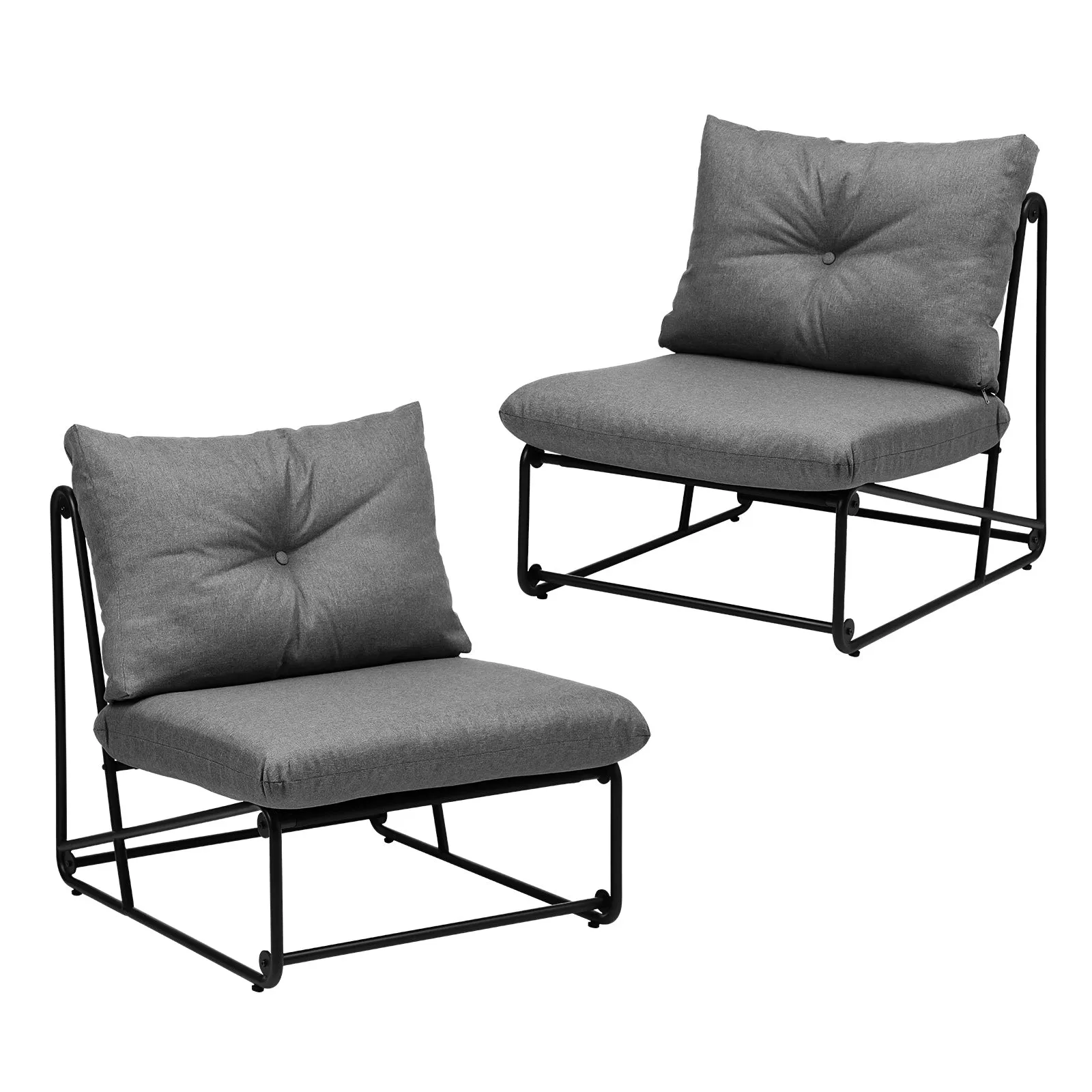 Livsip 2PCS Outdoor Dining Chairs Patio Furniture Sofa Lounge Chair Garden Grey