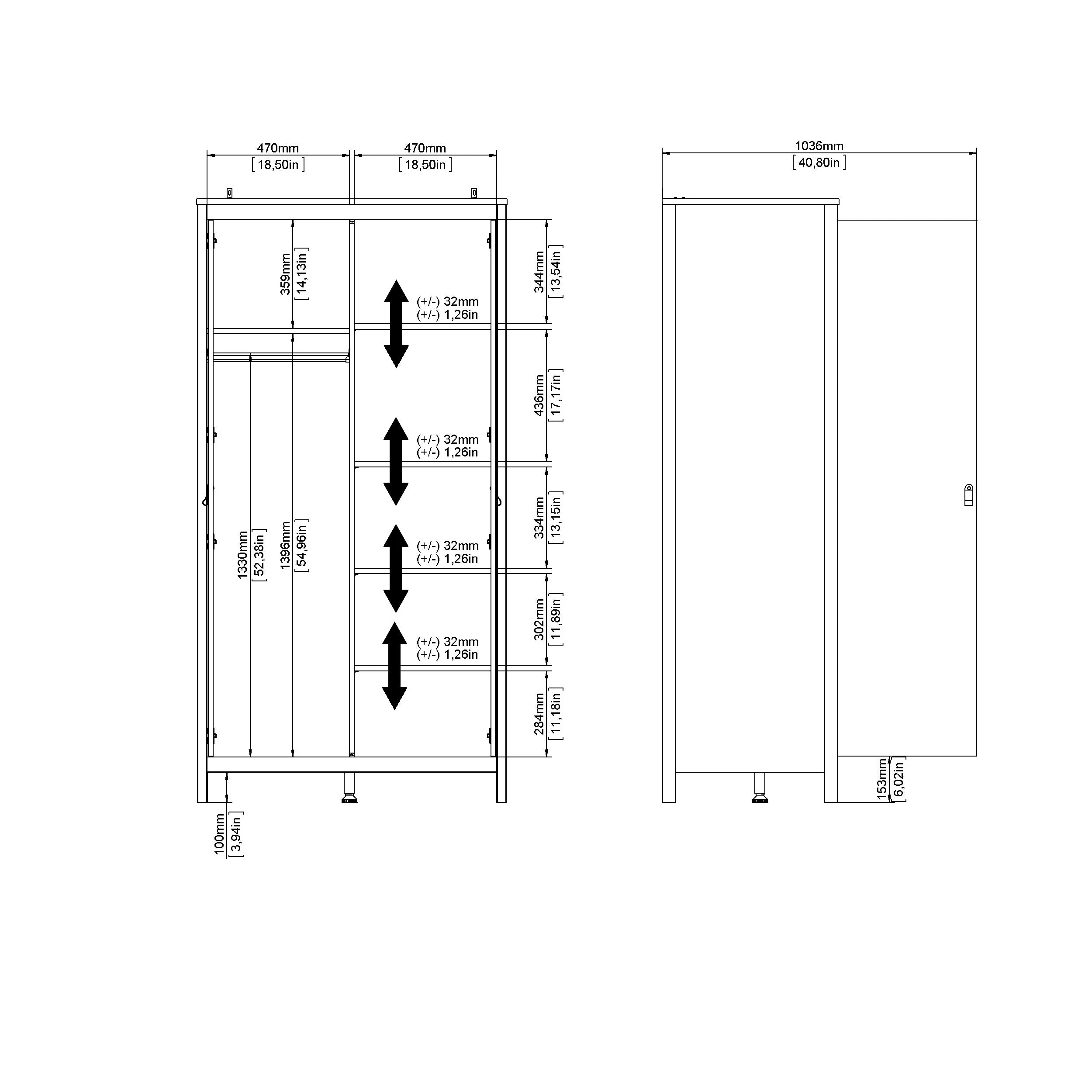 Madrid 2 Door Wardrobe - White