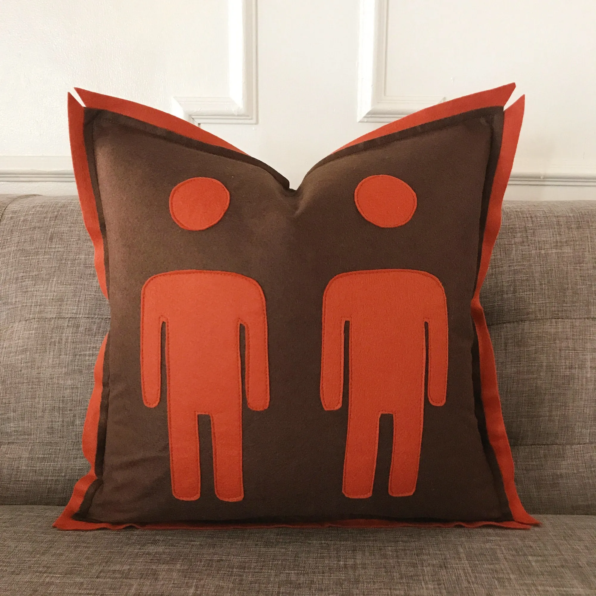 Male Male Couple Felt Decorative Pillow Cover 18x18