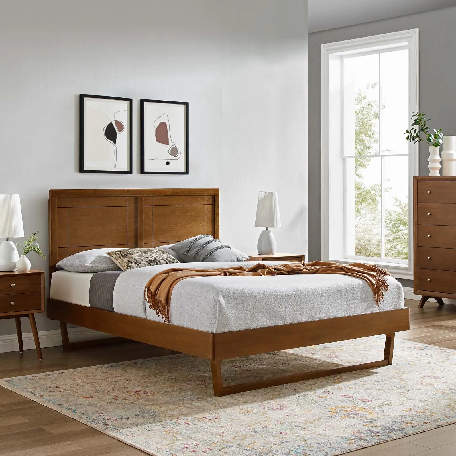 Marlee Wood Platform Bed With Angular Frame