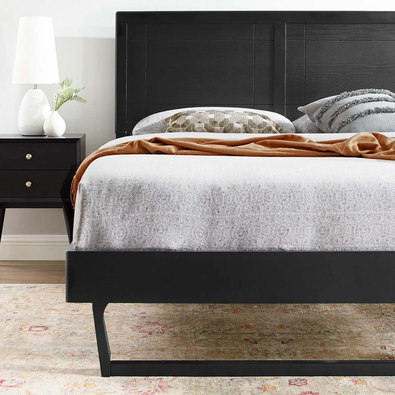 Marlee Wood Platform Bed With Angular Frame