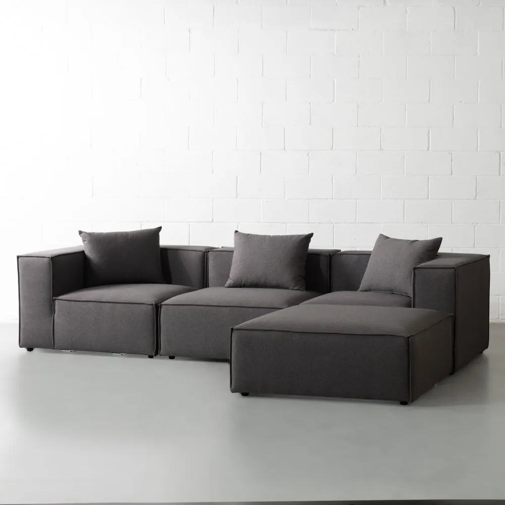 MASON - Dark Grey Fabric Modular Sectional (4 piece)