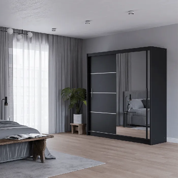 Mersey 203cm Sliding Door Wardrobe Black