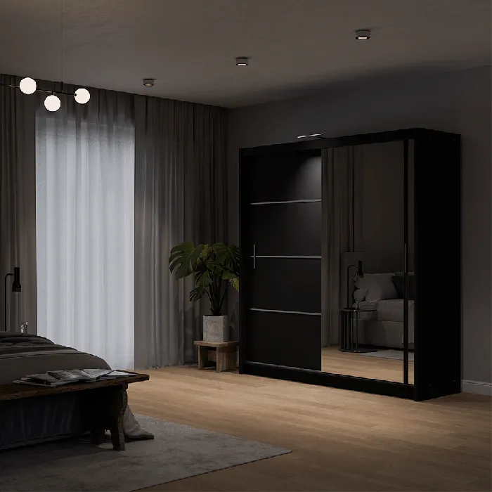 Mersey 203cm Sliding Door Wardrobe Black