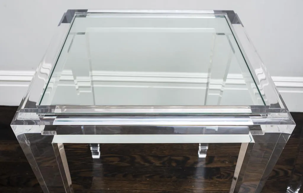 Modern Art Deco Revival Acrylic Side Tables