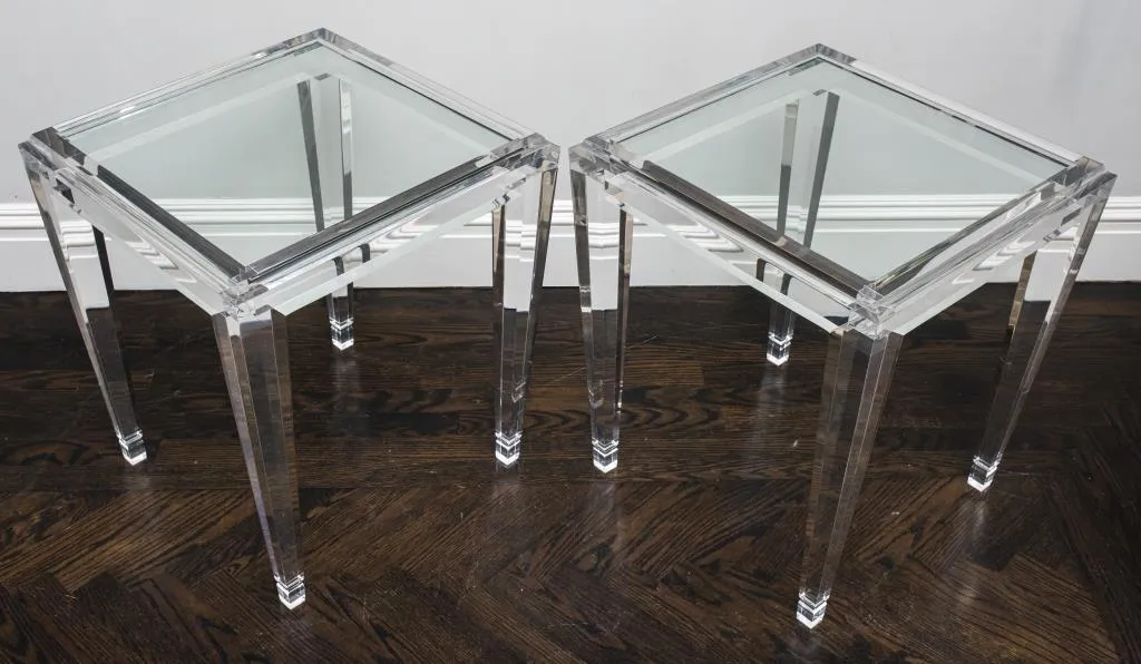 Modern Art Deco Revival Acrylic Side Tables